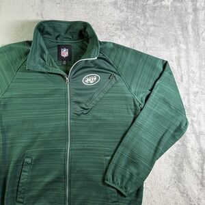 NFL New York Jets Full Zip Jacket Mens Large Green Football Coat